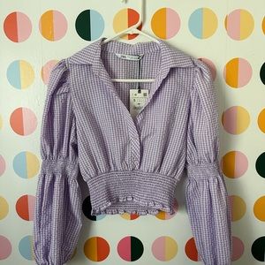 Zara Purple Gingham Crop Top